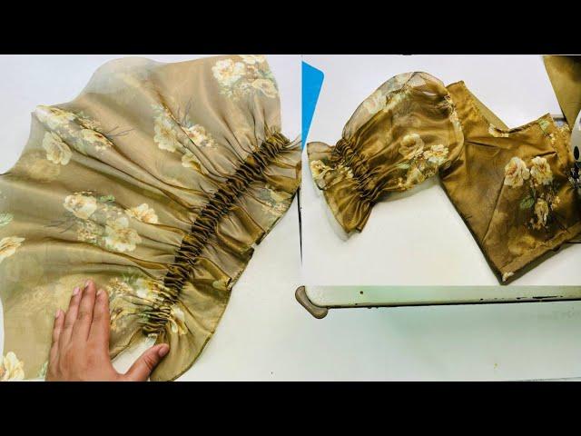 Elastic Puff Sleeves Design Cutting and Stitching | Elastic Sleeves Design | Baju Design