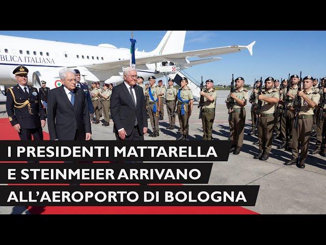 Arrivo all'aeroporto di Bologna dei Presidenti Mattarella e Steinmeier