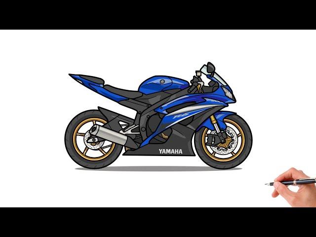 How to draw Yamaha R6 / drawing yamaha yzf r6 2007 motorcycle step by step