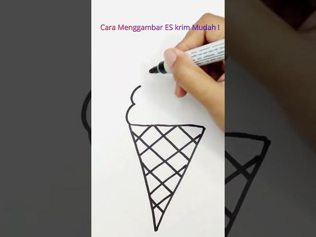 cara mudah menggambar es krim | easy way to draw ice cream #shorts