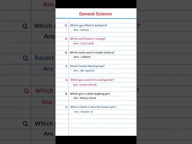 Science questions and answers #generalknowledge #biology #physics #chemistry #neet #balloons#vitamin