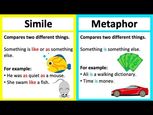 SIMILE vs METAPHOR   | What's the difference? | Learn with examples