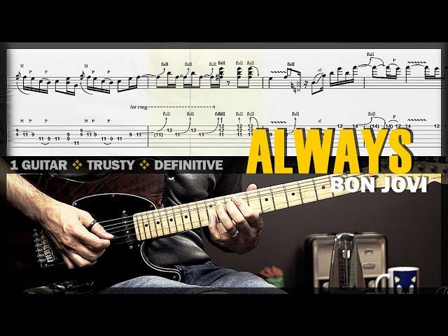 Always | Guitar Cover Tab | Guitar Solo Lesson | Backing Track with Vocals  BON JOVI