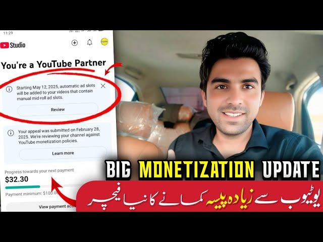 YouTube Big Monetization Update on Manual Mid Roll ads slot from 12 May 2025