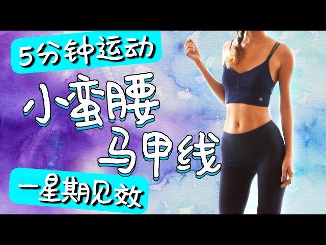 五分钟在家瘦腰运动！一个月马甲线腹肌瘦肚子！适合初学者【周六野Zoey】