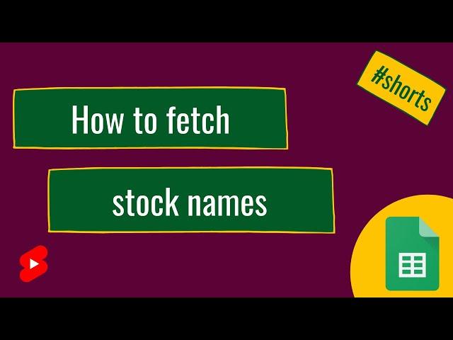 How to get the name of a stock in Google Sheets
