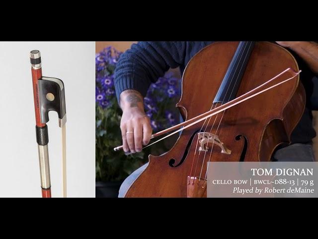 Thomas Dignan silver & ebony cello bow / Robert deMaine, cellist / at the Metzler Violin Shop