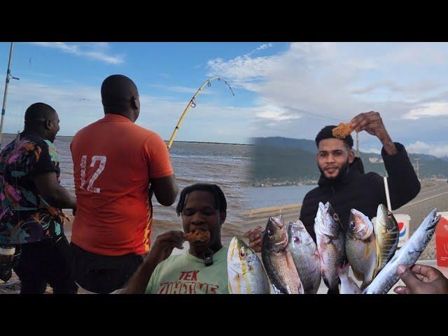 amazing day fishing on airport road after tropical storms fishing with famous jamaican tiktoker