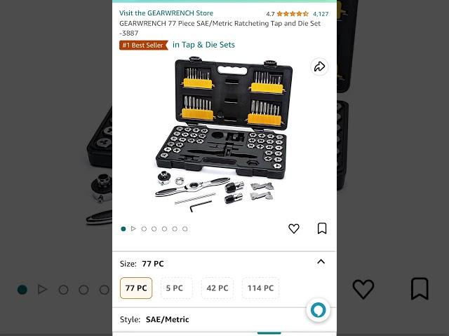 30 % off GEARWRENCH 77 Piece SAE/Metric Ratcheting Tap and Die Set