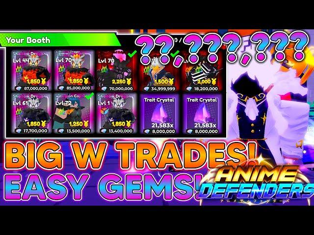 ANIME DEFENDERS! GETTING W TRADES BEFORE THE UPDATE! EASY GEM PROFITS! Trading In Anime Defenders