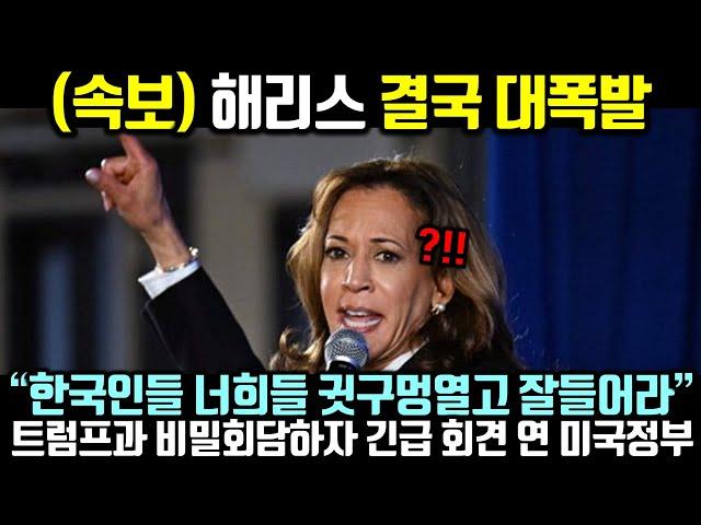 (속보) 해리스 결국 대폭발! 트럼프과 비밀회담하자 긴급 회견 연 미국정부