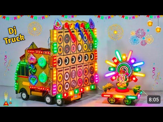 Diy Mini Wedding Dj Road Lights Gadi Wala Dj | Mini Dj Truck Decoration Light Gauri Ganesh trolley