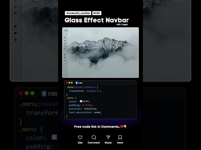 Glass Effect Sidebar #css #coding #Sidebar #Navbar #Website