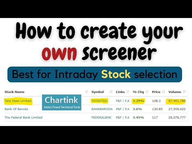 Chartink Screener Tutorial | How to create a Chartink Screener |  Intraday stock scanner