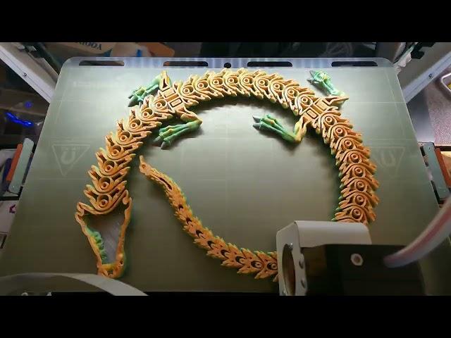Articulated Dragon 3D Print Time Lapse with Closeup Lens