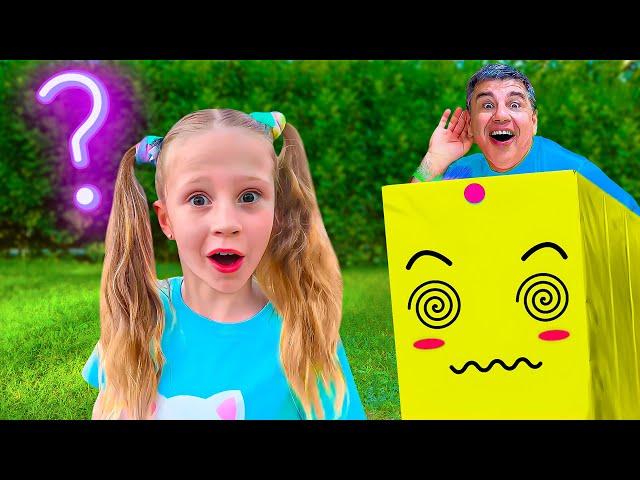 Nastya and Dad are playing hide and seek in the coloured box challenge - 1 Hour video series