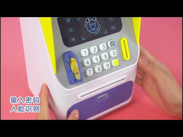 Atm saving money piggy bank face recognition mini electronic bank machine cash box with card