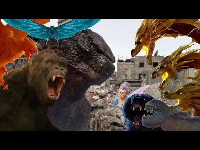 Godzilla, Kong, Rodan and Mothra vs King Ghidorah, Fairy Godmother, Mor’du and Red Death