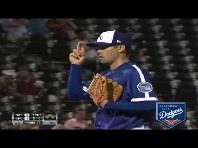 Zach Lee fans his seventh for the Dodgers