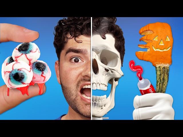 100 SATISFYING Spooky Snacks *ASMR Mukbang Toothbrushing* !?