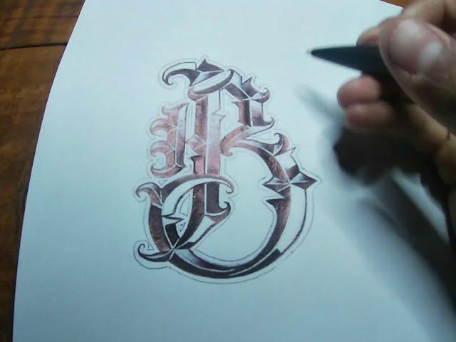 Lettering tatuaje abecedario, Time lapse letra B (Tattoo lettering alphabet)