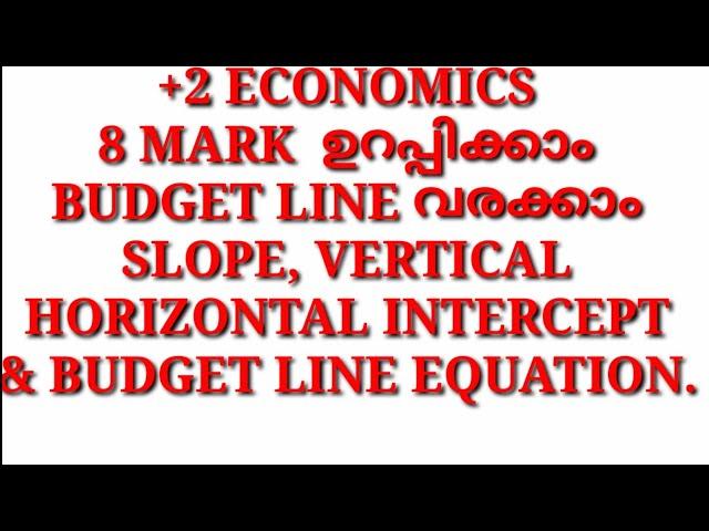 BUDGET LINE വരക്കാം, VERTICAL & HORIZONTAL INTERCEPT, BUDGET LINE EQUATION, SLOPE OF THE BUDGET LINE