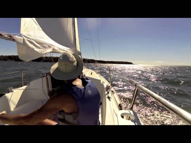 Compac 19 in 15 - 20 mph winds on Buzzards Bay, Massachusetts