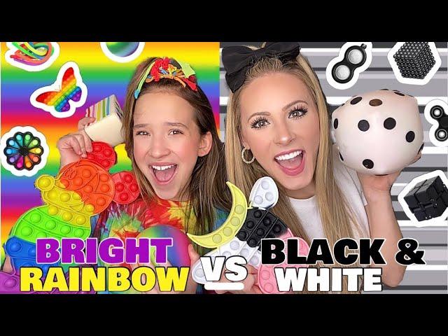 BRIGHT RAINBOW VS BLACK & WHITE  FIDGET, SLIME, & SQUISHMALLOW SHOPPING CHALLENGE!