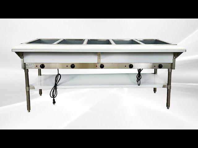 ServIt EST-5WE Five Pan Open Well Electric Steam Table with Undershelf - 120V 2500W NH-5-120