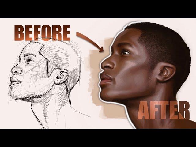 Colouring + Rendering Digital Portraits | Procreate