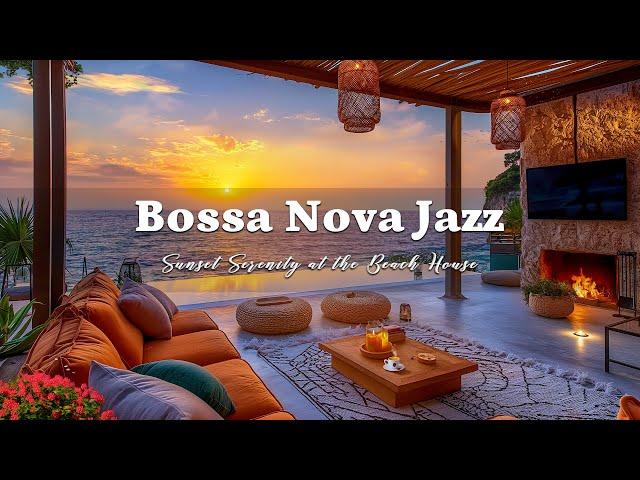 Sunset Serenity at the Beach House  Bossa Nova Jazz & Ocean Waves for Relaxing Study, Work Sessions