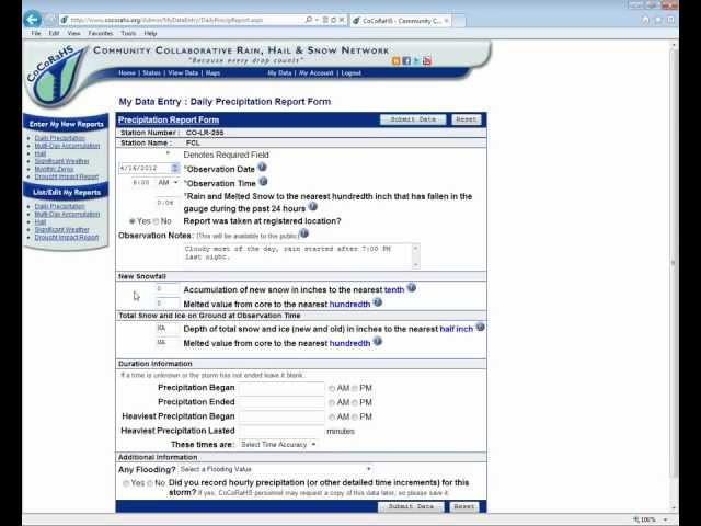 CoCoRaHS Website Training - 101