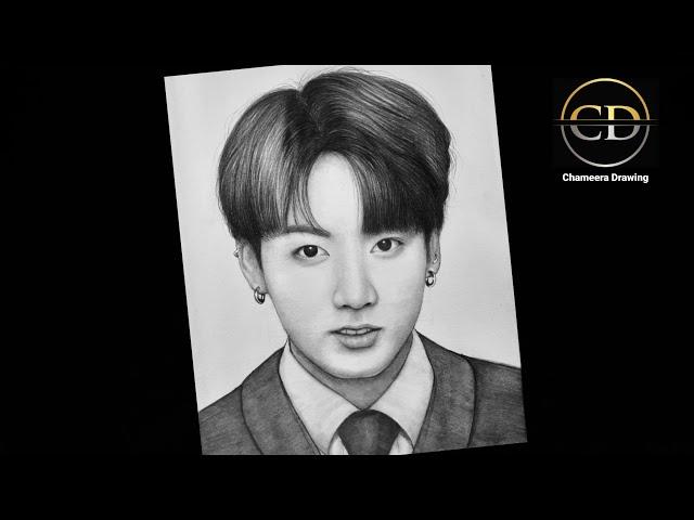 How to draw BTS JUNGKOOK || step by step Pencil Drawing ||Easy Drawing Tutorial //