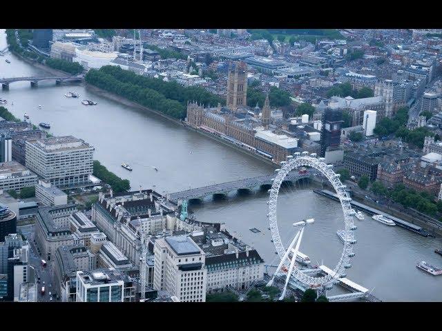 Helicopter flight above London city Action camera