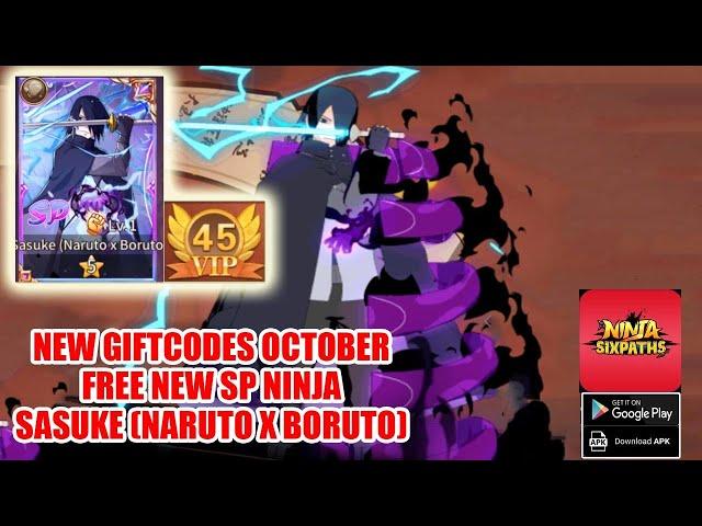 Ninja Six Paths & 2 New Giftcodes October - New SP Sasuke (Naruto x Boruto)