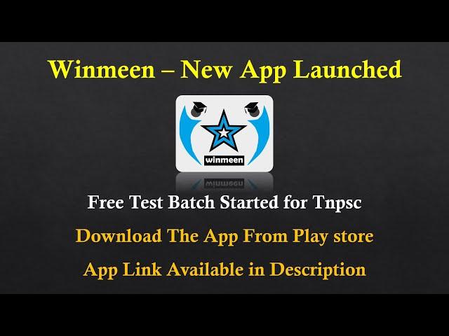 Winmeen – New App Launched: Free Test Batch Started for Tnpsc