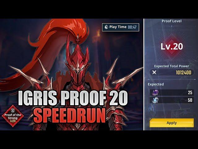 47s ONLY!! | SPEEDRUN IGRIS PROOF OF THE STRONG LV20 FULL GAMEPLAY | SOLO LEVELING : ARISE