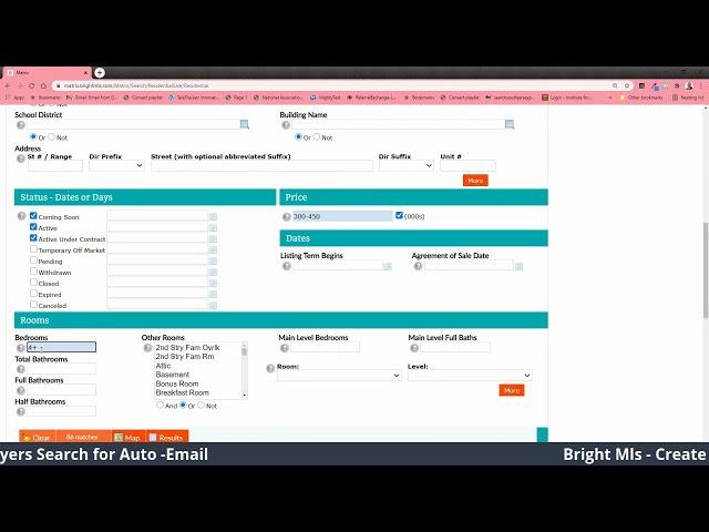 Bright Mls - Create and Save a Buyers Search for Auto Email