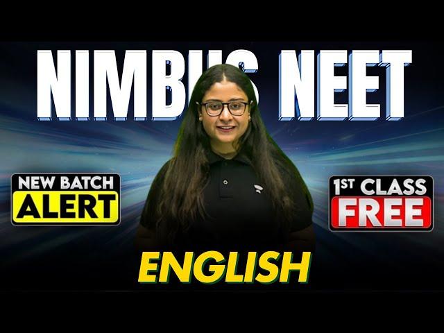 Nimbus NEET Batch: First FREE English Class for Class 10 | Nikita Ma'am