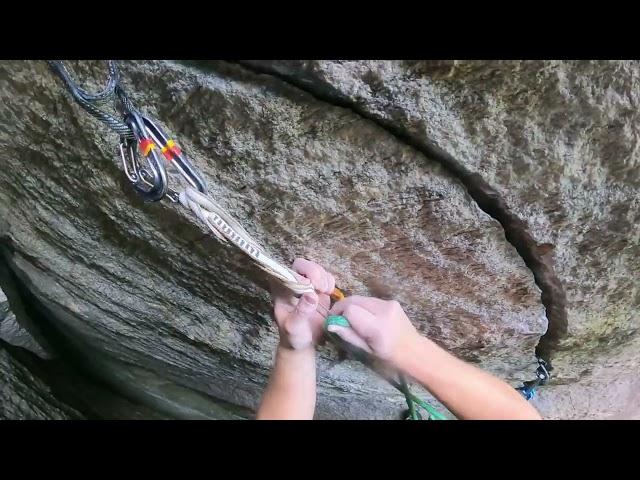 Pitch Two of Fruit Loops (Chimney Pitch) 5.7+ ~ Rock Climb Rumbling Bald, NC