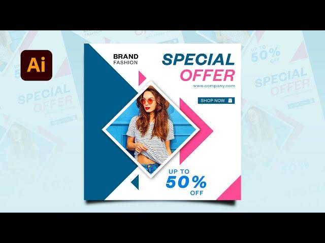 Fashion Promotional Social Media Poster Design in Illustrator | Design Crafters Hub