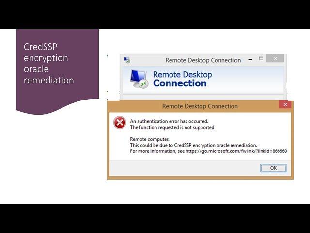 CVE-2018-0886 Unable to connect RDP after Windows updates CredSSP encryption oracle remediation.
