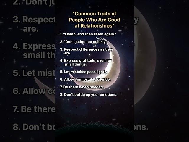 "Common Traits of People Who Are Good at Relationships"