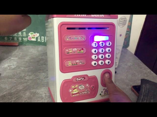 Atm saving box fingerprint piggy bank how to open