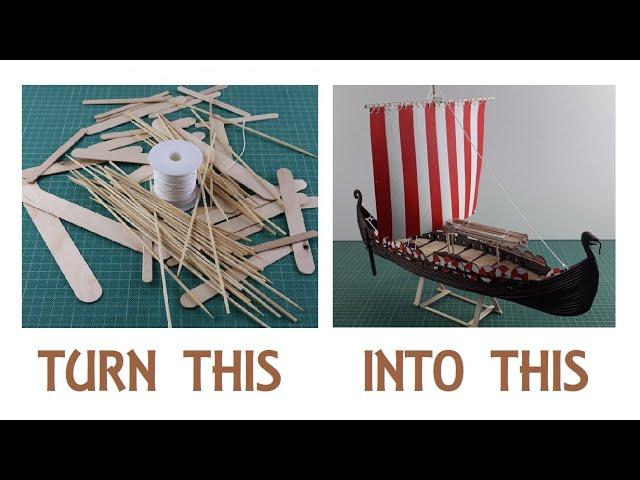 Viking Ship Drakkar Miniature - Popsicle & Bamboo Sticks Tutorial