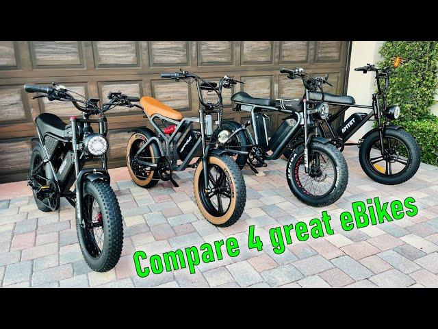 4 great eBikes: Happyrun G60 vs Amyet G60 vs Ridstar Q20 vs Yolin dual battery