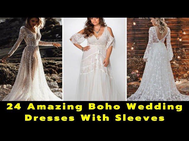 24 Amazing Boho Wedding Dresses With Sleeves | Boho Wedding Dress | Bohemian Wedding Dress