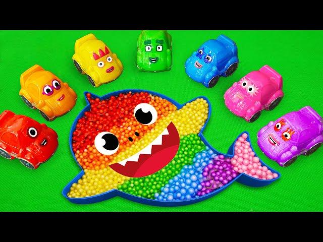 Satisfying ASMR | Making Rainbow Baby Shark Bathtub by Mixing SLIME in Numberblocks CLAY Coloring