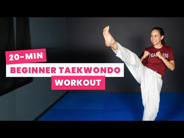 20-min BEGINNER TAEKWONDO Workout (At Home & No Equipment)