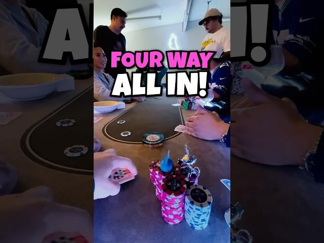 FOUR WAY ALL IN with JACKS!!  #poker #shorts